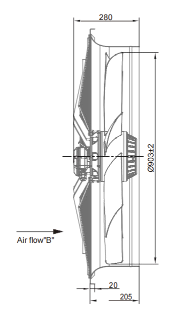 square outer rotor axial fan  Φ910