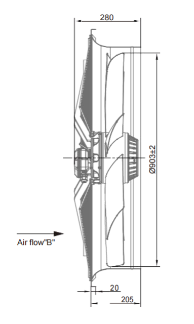 square outer rotor axial fan  Φ910