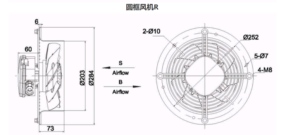 Single flange axial fan Φ200