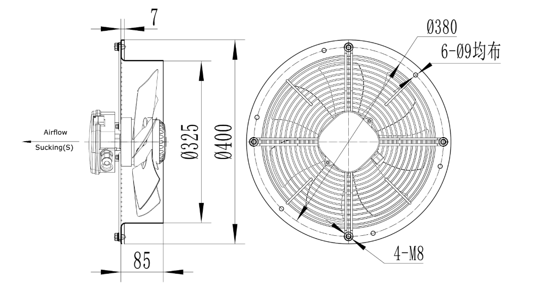Single flange axial fan Φ300