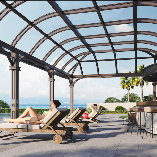 Fluid Dynamics Curved Arch Aluminum Window Sunroom,Juheintl,Piaget Series Fluid Dynamics Curved Arch Sun-room | 6m Seamless