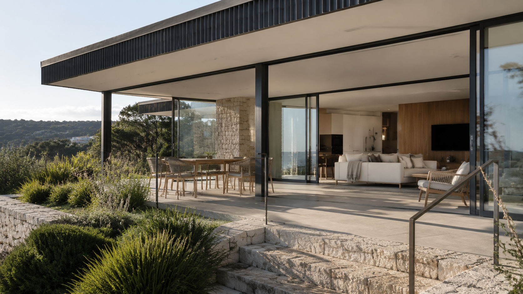 Australian villa with panoramic aluminium sliding doors