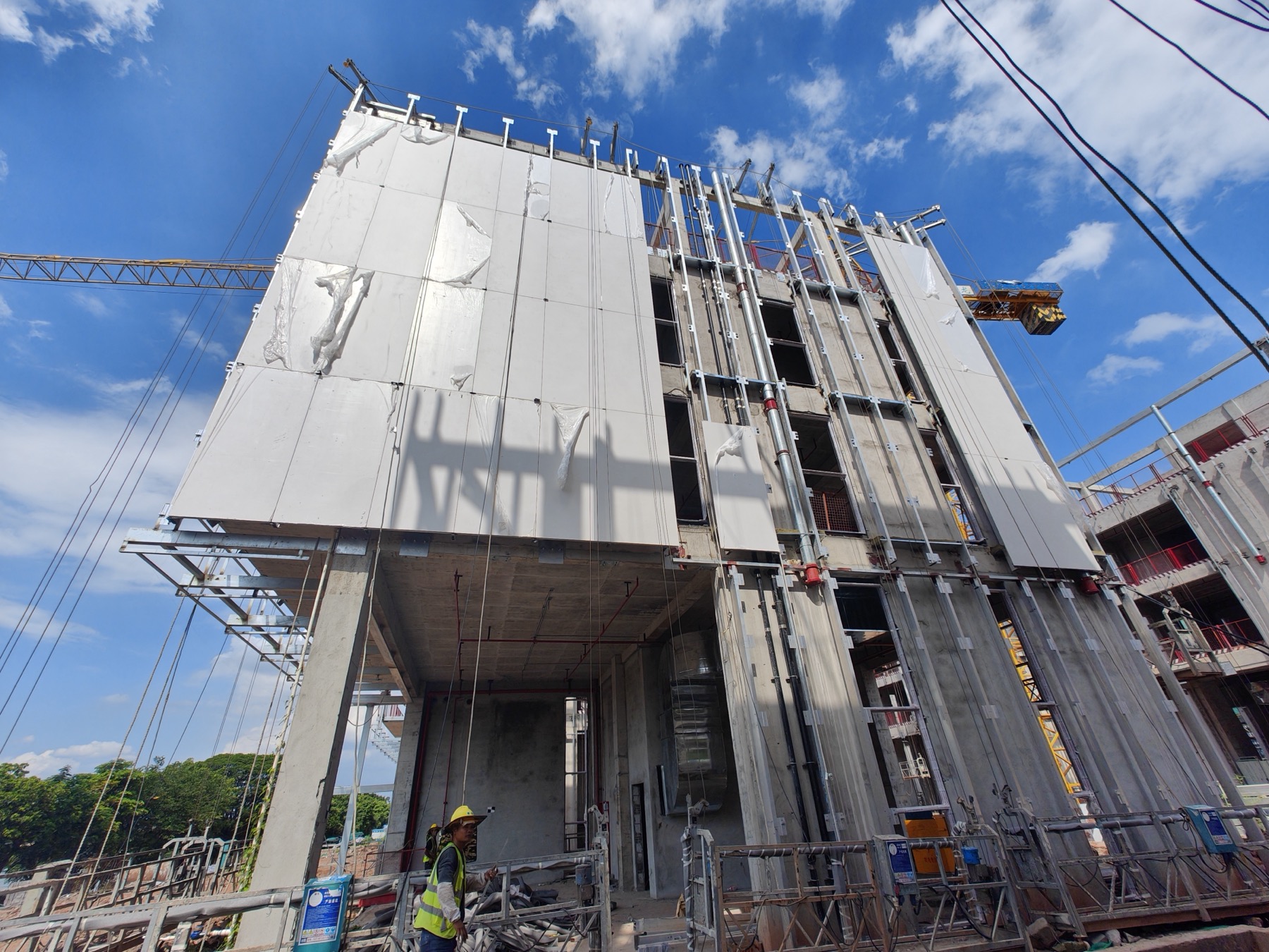 Actual unitized panel installation