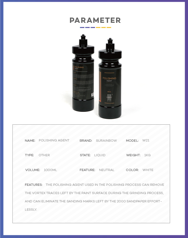W21  SRB Car Paint Scratches Remover Compounds Car Polish Wax Car Polishing Agent for Second Step