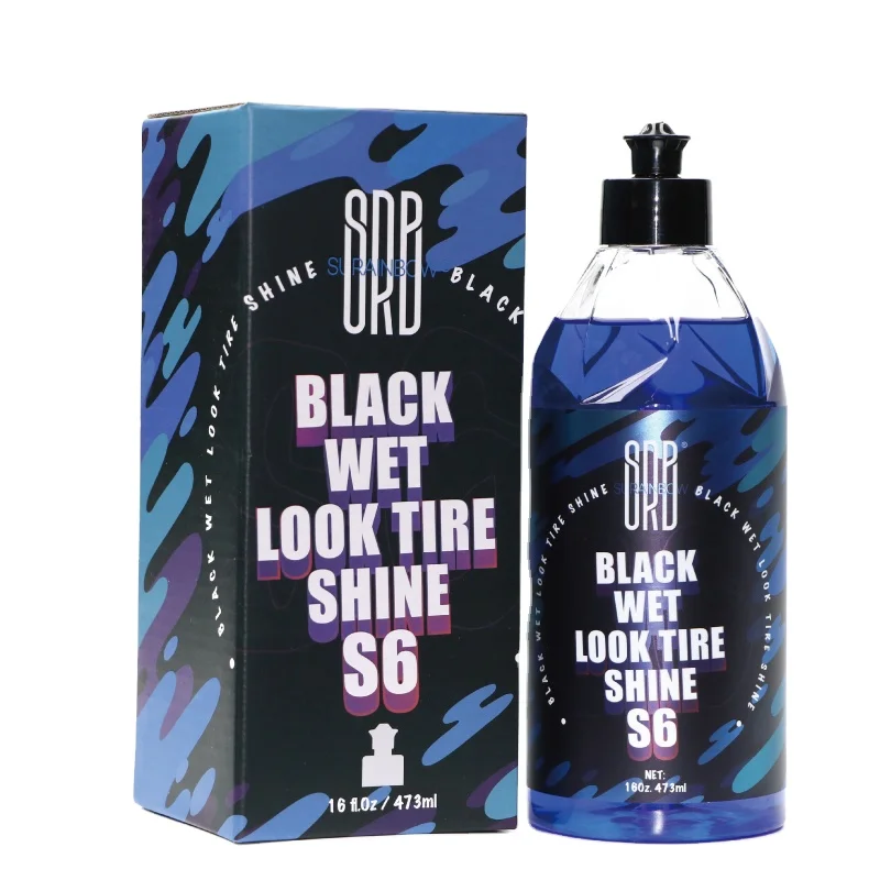Black wet look tire shine