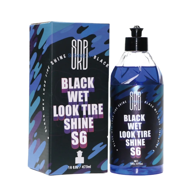 Black wet look tire shine