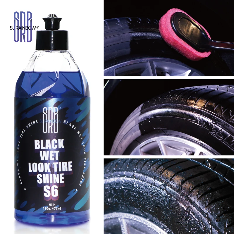 Black wet look tire shine