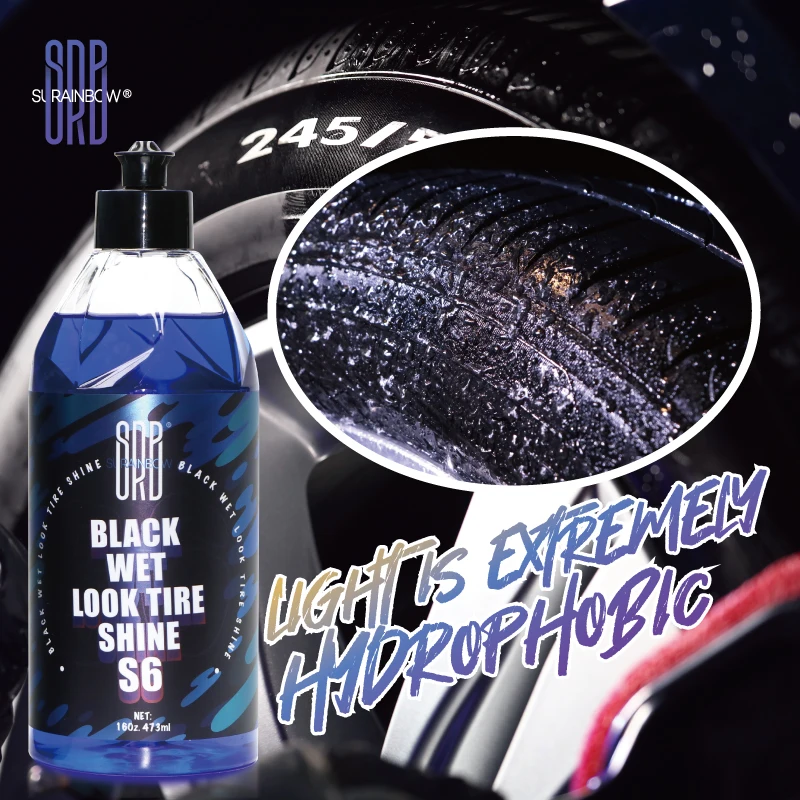 Black wet look tire shine