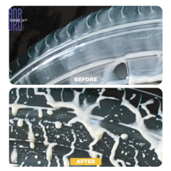 Black wet look tire shine