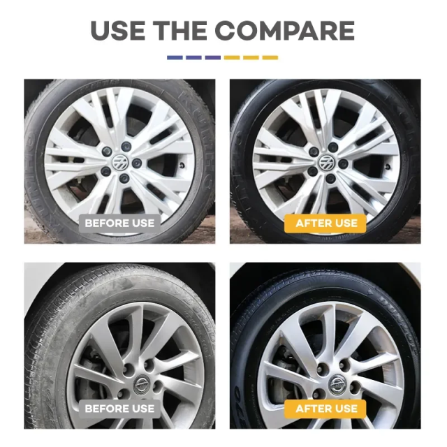 Black wet look tire shine
