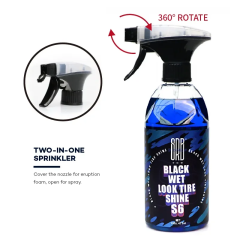 Black wet look tire shine