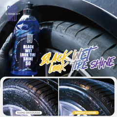 Black wet look tire shine