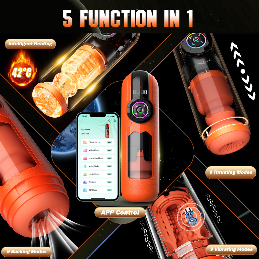 Airplane Cup PRO Edition Telescopic Sucking Vibration Heating APP Male Products Masturbator Exercise