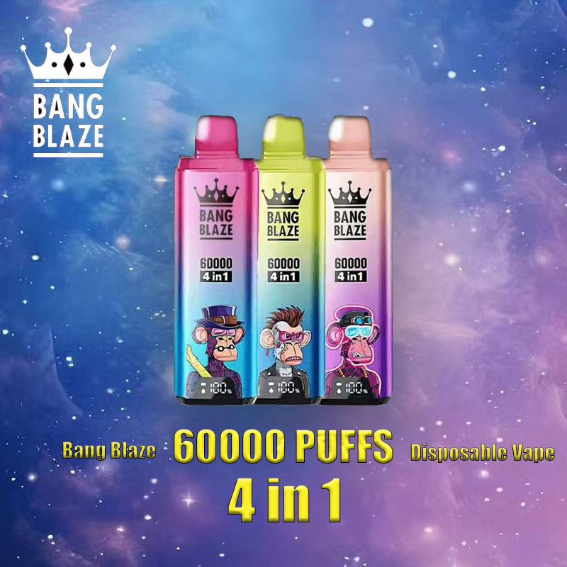 Overseas warehouse  Bang Blaze 60K 4-in-1 Disposable Vape | 4 Flavors in 1 | 60,000 Puffs | 60ml E-liquid | Smart Display | Type-C Charging