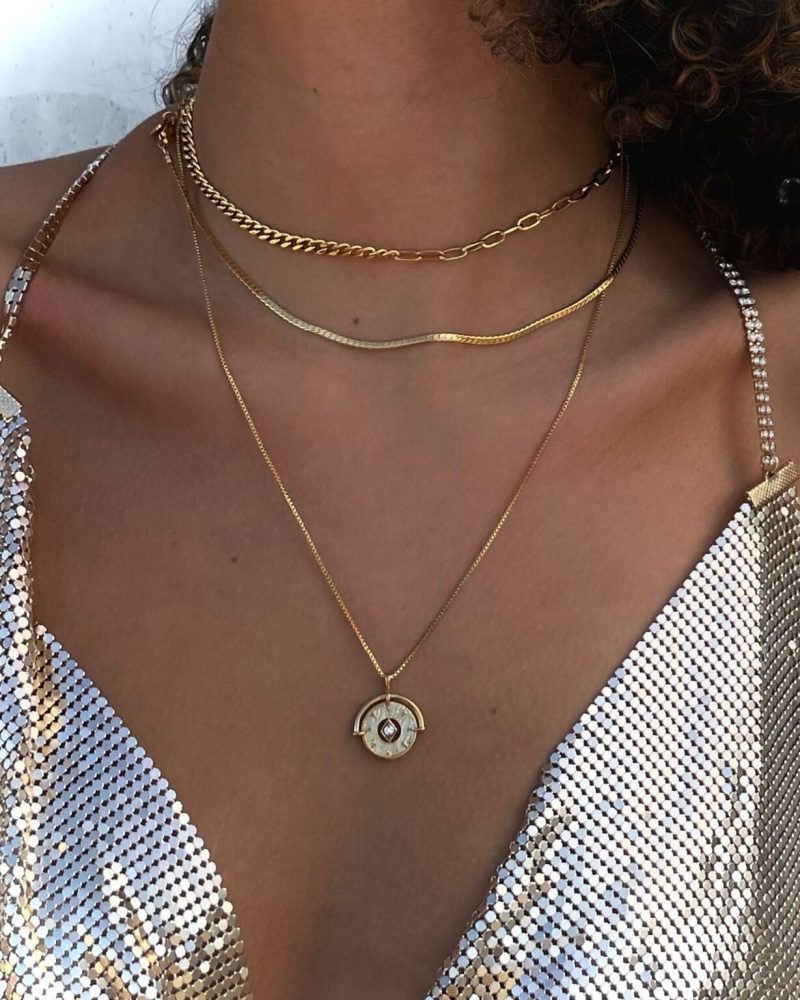 Eternity & Chain Necklace Set – Two-Piece Layering Set Choker + Long Chain, 14K Gold Plated, Everyday Chic