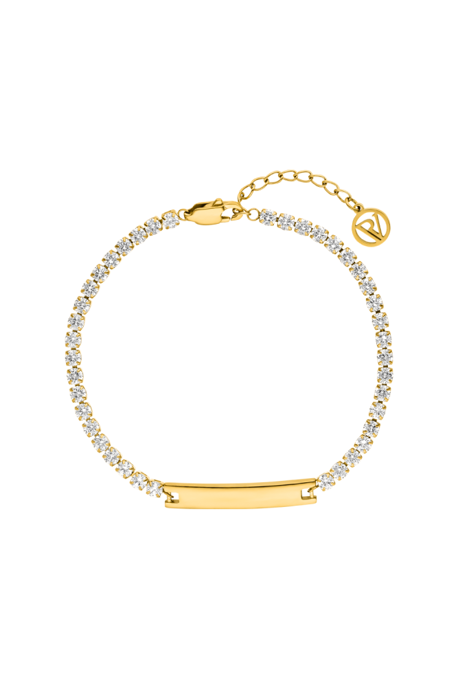 Engravable Tennis Bracelet for Women – Custom Name or Date, 14K Gold Plated, BirthdayAnniversary Gift for Her