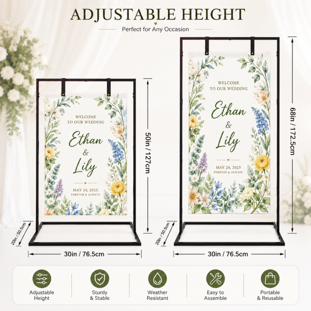 Personalized Wedding Welcome Banner Stand,Custom Flags & Banners Manufacturer | Low MOQ, Fast Turnaround,Personalized Wedding Welcome Banner Stand-Custom Flags & Banners Manufacturer | Low MOQ, Fast Turnaround
