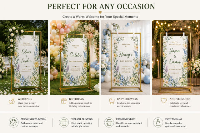 Personalized Wedding Welcome Banner Stand,Custom Flags & Banners Manufacturer | Low MOQ, Fast Turnaround,Personalized Wedding Welcome Banner Stand-Custom Flags & Banners Manufacturer | Low MOQ, Fast Turnaround