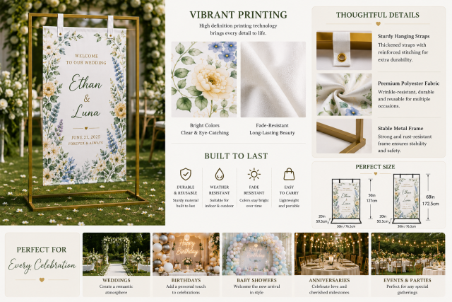 Personalized Wedding Welcome Banner Stand,Custom Flags & Banners Manufacturer | Low MOQ, Fast Turnaround,Personalized Wedding Welcome Banner Stand-Custom Flags & Banners Manufacturer | Low MOQ, Fast Turnaround