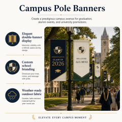 Double-sided printing option for campus pole banners