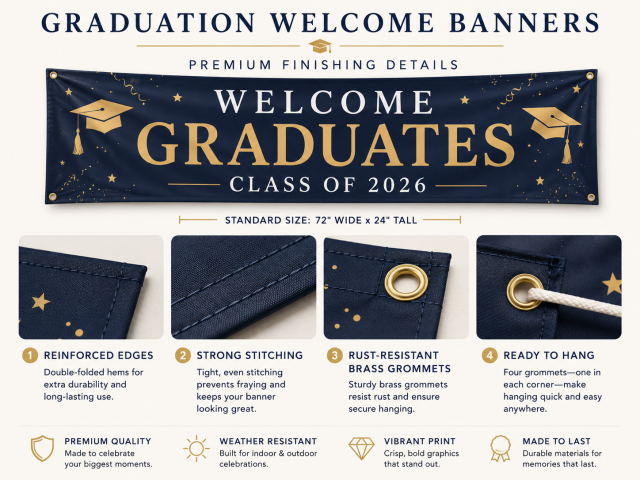 Graduation Party Entrance Display,Custom Flags & Banners Manufacturer | Low MOQ, Fast Turnaround,Custom Graduation Welcome Banners