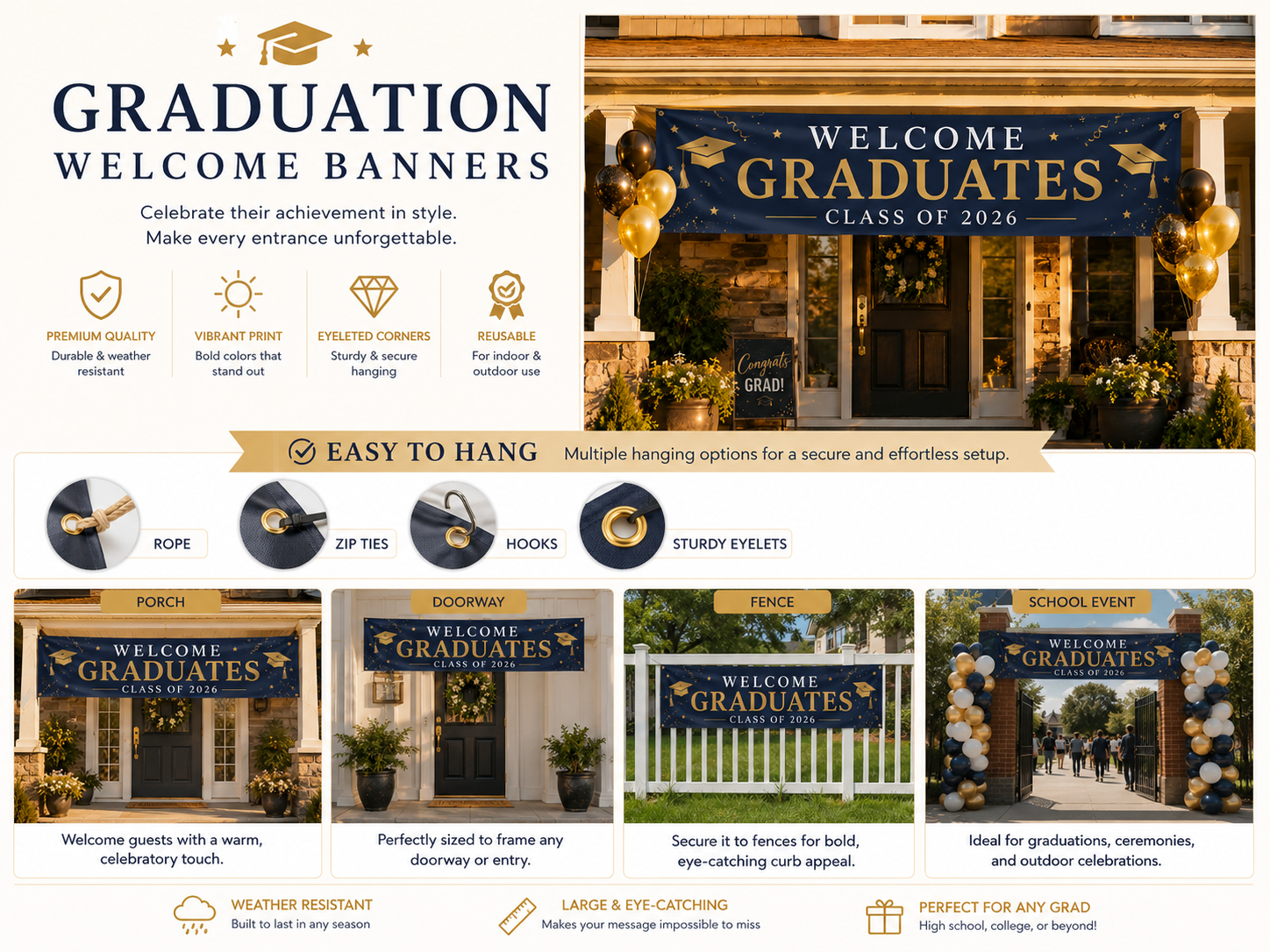 Graduation Party Entrance Display,Custom Flags & Banners Manufacturer | Low MOQ, Fast Turnaround,Custom Graduation Welcome Banners