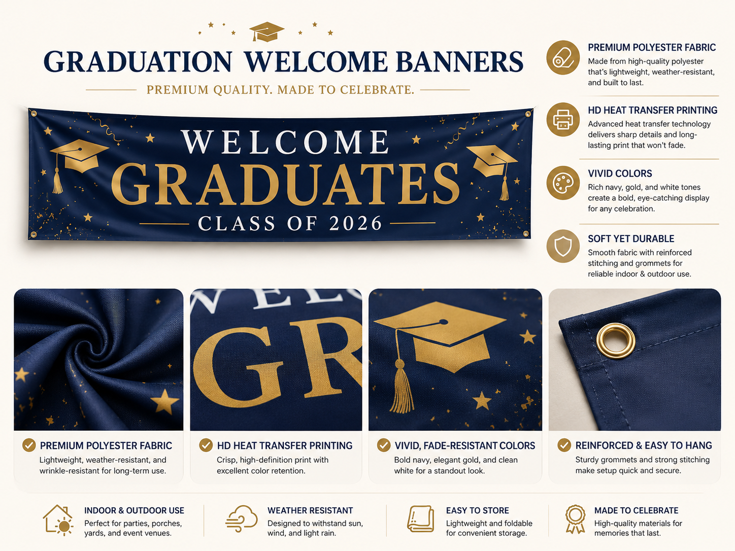 Graduation Party Entrance Display,Custom Flags & Banners Manufacturer | Low MOQ, Fast Turnaround,Custom Graduation Welcome Banners