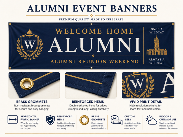 Custom Alumni Event Banners,Custom Flags & Banners Manufacturer | Low MOQ, Fast Turnaround,Custom Alumni Event Banners