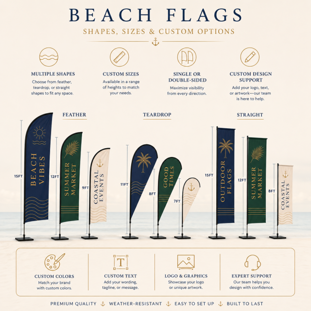 Custom Beach Flags,Custom Flags & Banners Manufacturer | Low MOQ, Fast Turnaround,Custom Beach Flags for Outdoor Events
