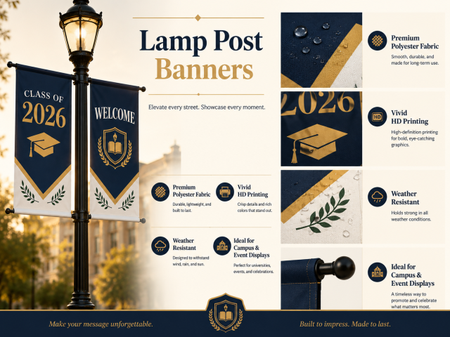 Custom Lamp Post Banners,Custom Flags & Banners Manufacturer | Low MOQ, Fast Turnaround,Custom Lamp Post Banners