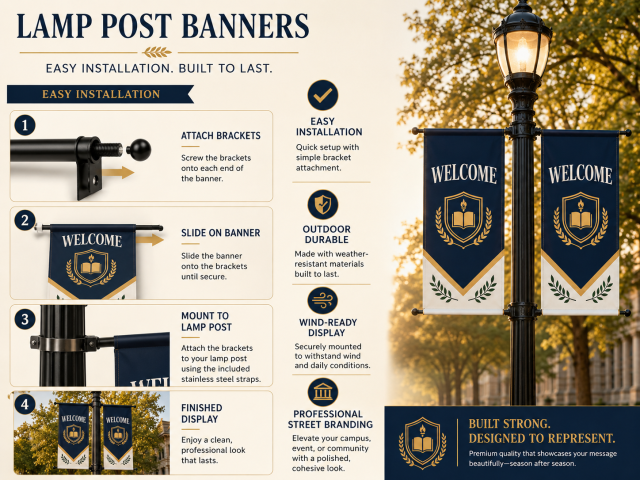 Custom Lamp Post Banners,Custom Flags & Banners Manufacturer | Low MOQ, Fast Turnaround,Custom Lamp Post Banners