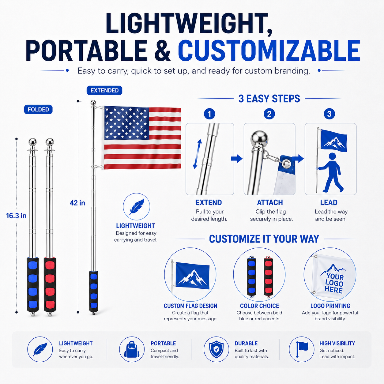 custom tour guide flags with poles for travel agencies