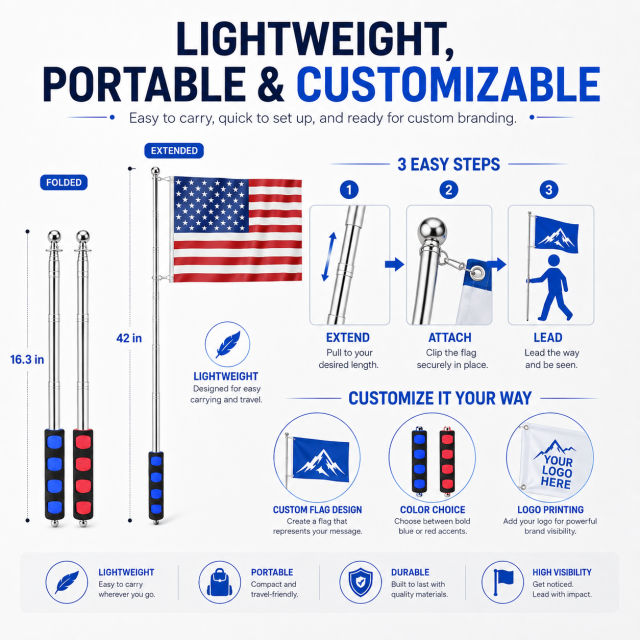 custom tour guide flags with poles for travel agencies