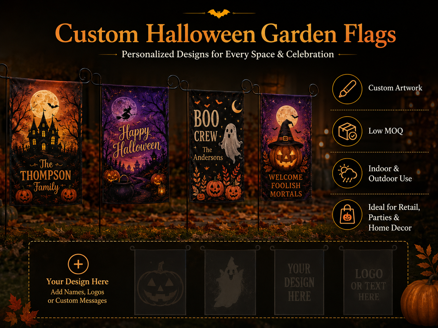 Halloween garden flag for outdoor party decoration