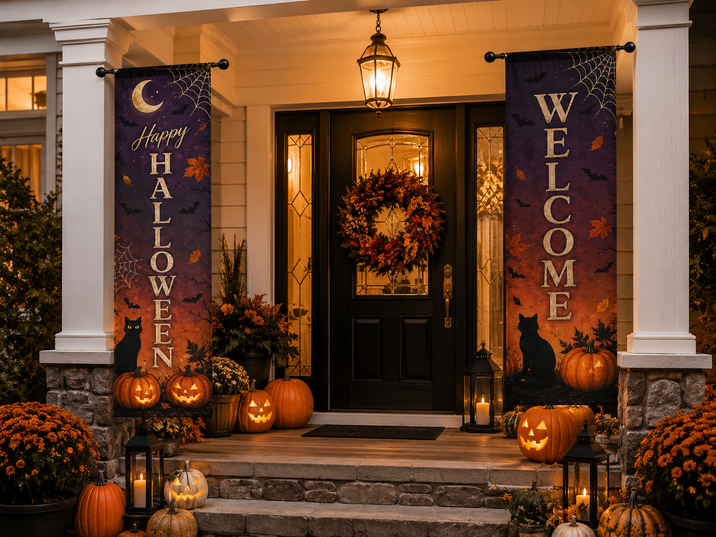 personalized Halloween porch flag design options