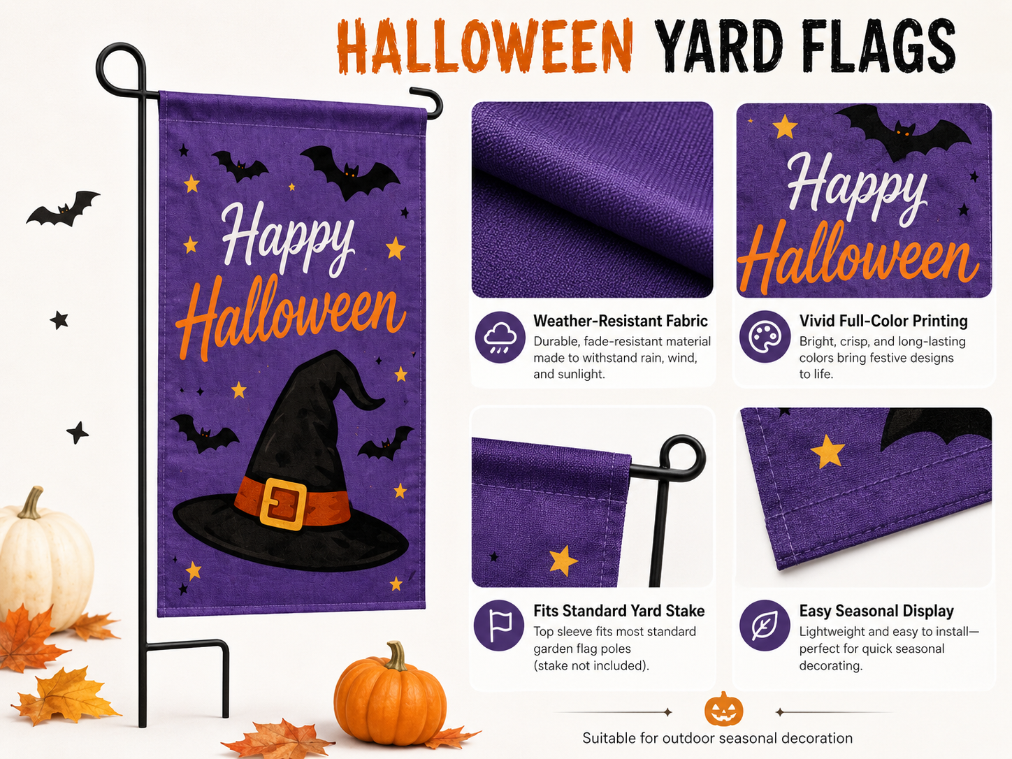 custom Halloween yard flag fabric and print detail
