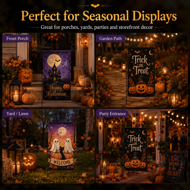 custom small Halloween garden flag for home decor