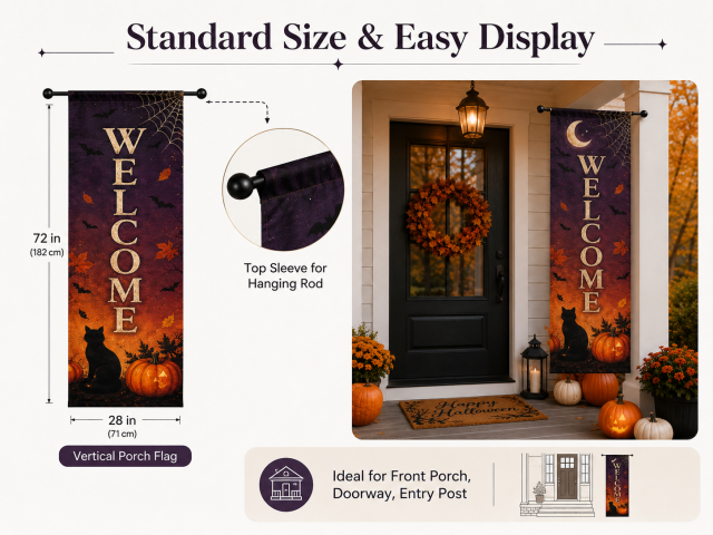 custom Halloween porch flags for front door decoration