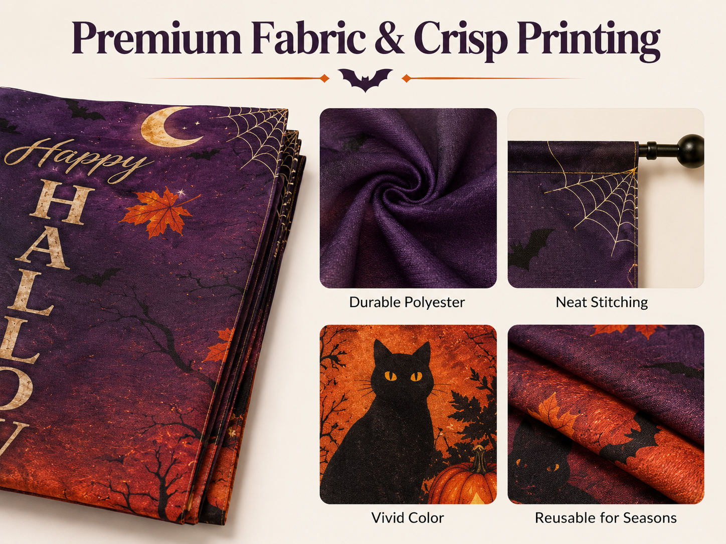 Halloween porch flags with custom size and structure options