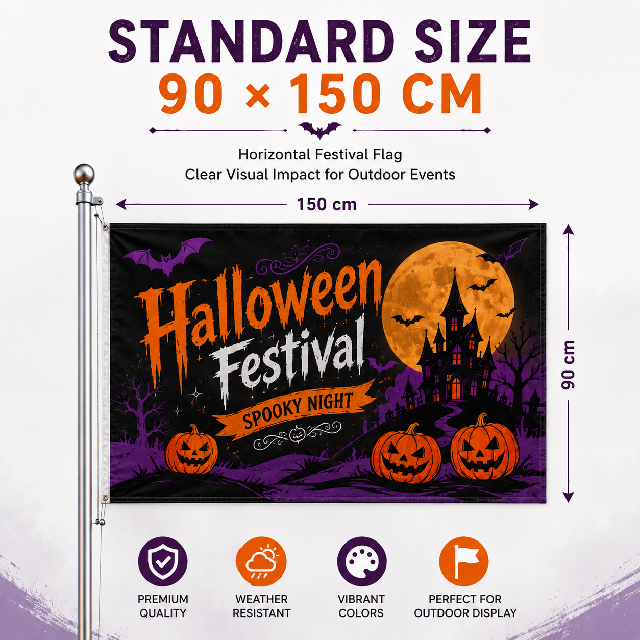 custom Halloween festival flags with logo and artwork