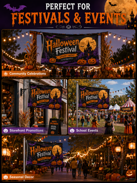 Halloween festival flags for outdoor events and markets
