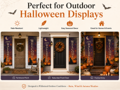 custom Halloween porch flags with logo text and artwork