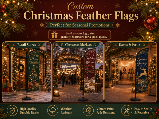 Christmas feather flag base and pole options including ground stake cross base and water base