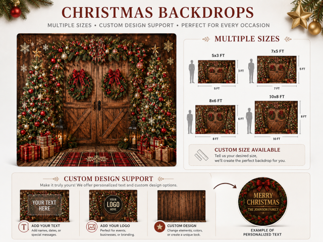 Custom Christmas market backdrop banner for vendor booths and winter fairs