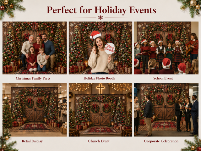 Durable Christmas backdrop fabric with vivid printing and reinforced finishing
