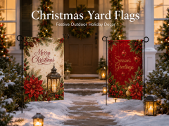 Durable polyester Christmas yard flag with vivid custom printing