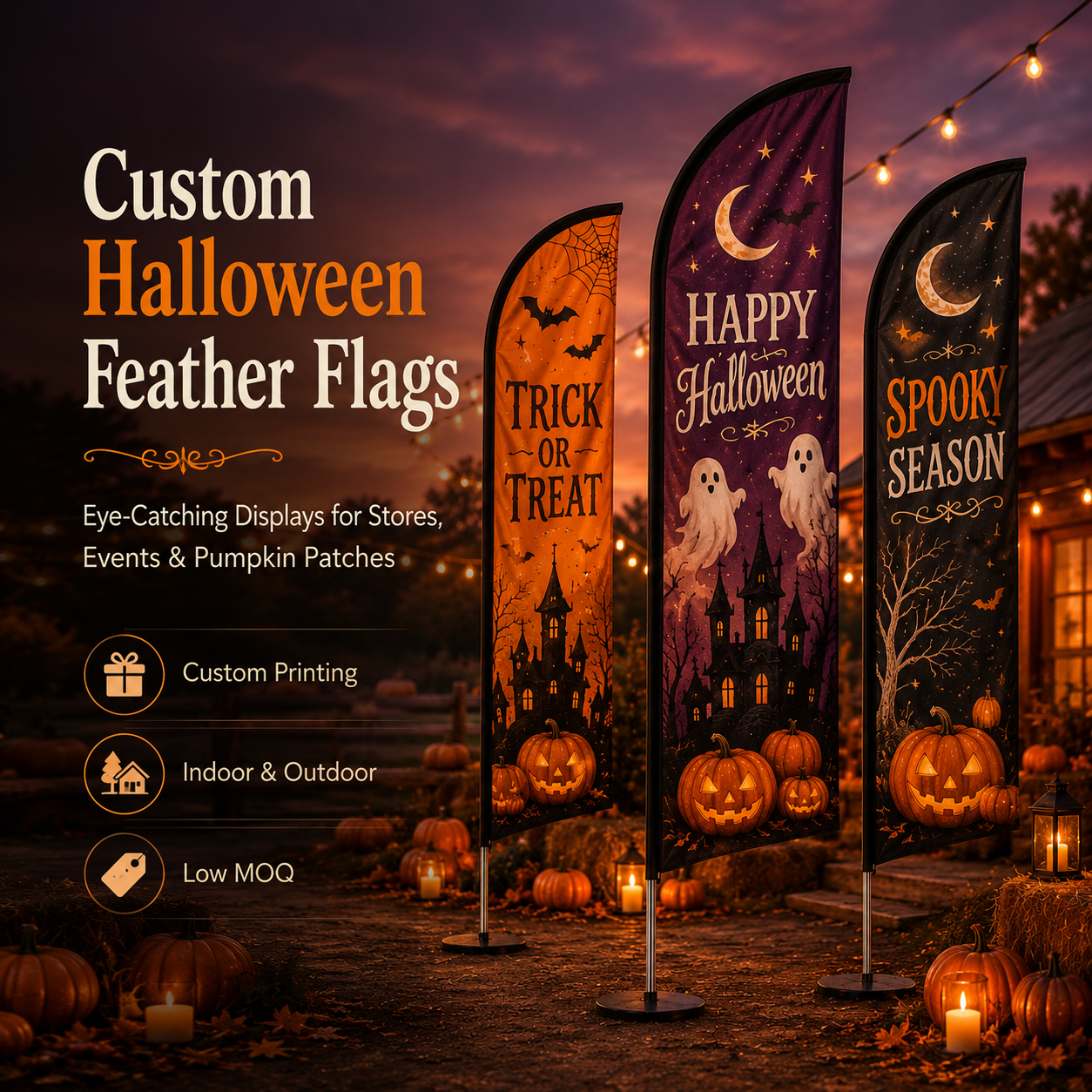 Custom Halloween Feather Flags,Custom Flags & Banners Manufacturer | Low MOQ, Fast Turnaround,Custom Halloween Feather Flags