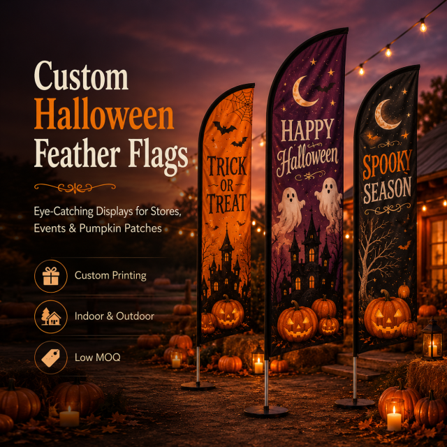 Custom Halloween Feather Flags,Custom Flags & Banners Manufacturer | Low MOQ, Fast Turnaround,Custom Halloween Feather Flags