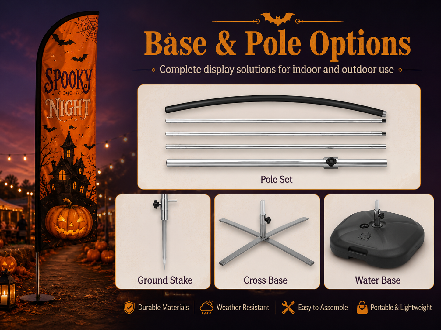 Custom Halloween Feather Flags,Custom Flags & Banners Manufacturer | Low MOQ, Fast Turnaround,Custom Halloween Feather Flags
