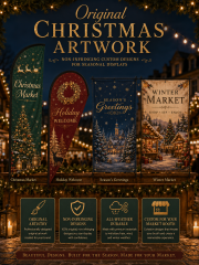 Christmas market display solutions with pole sets bases banner hanging and backdrop support options